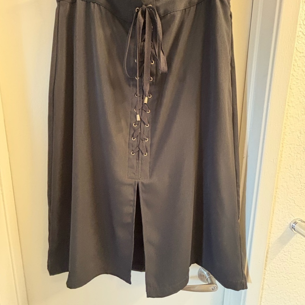 Who What Wear Black Lace-Up A-Line Skirt